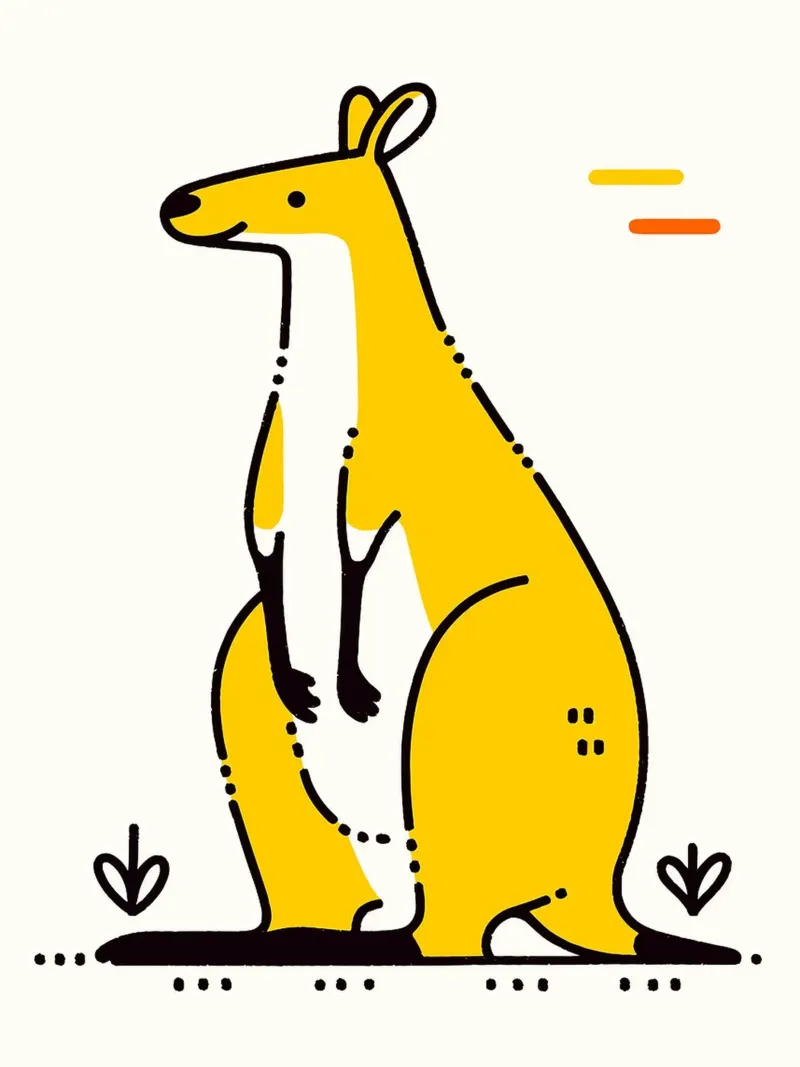 Mignon Kangourou jaune poster de Hiroto Mori