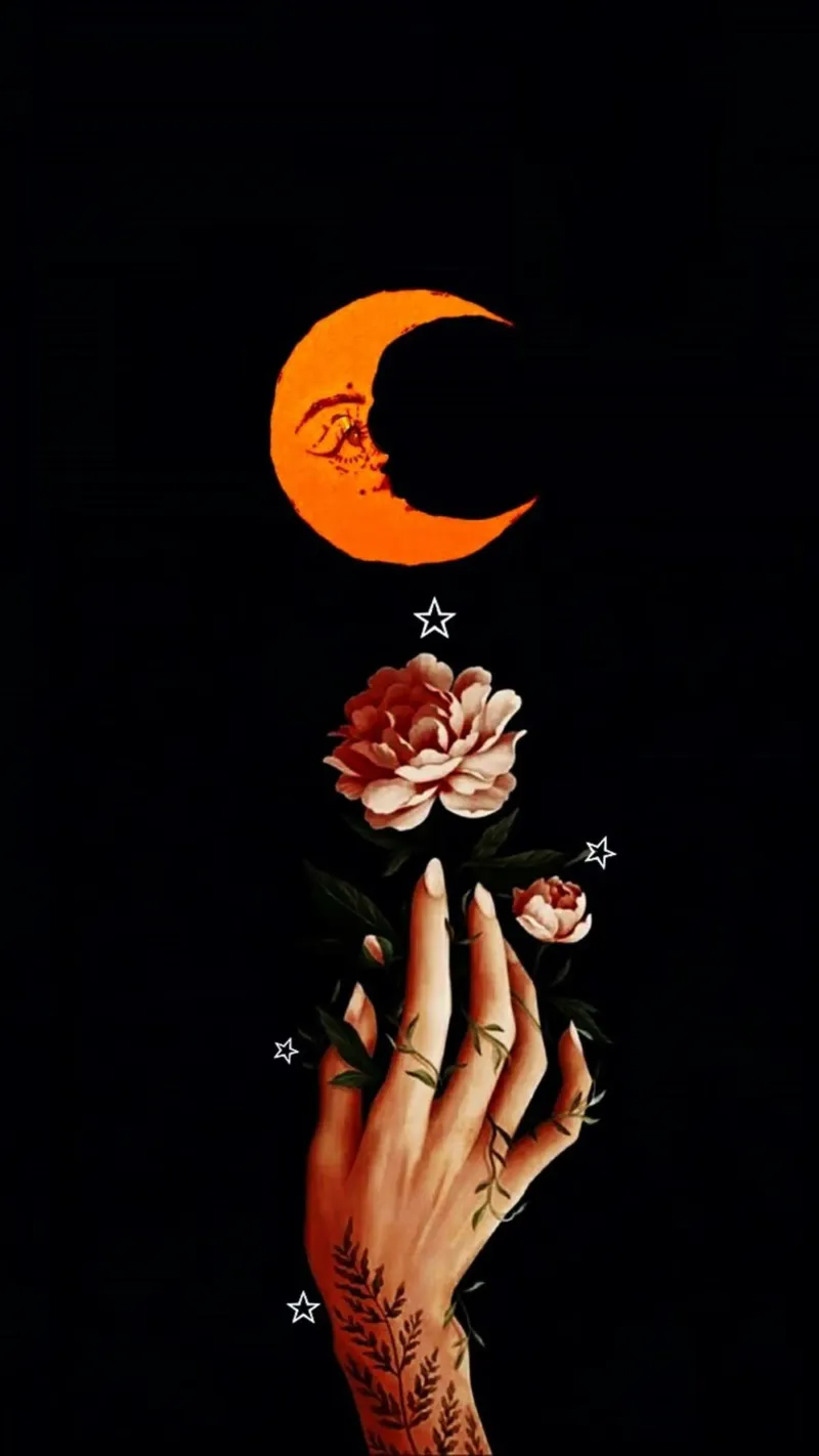 flower hold moon tela con Cornice a cassetta da sunity