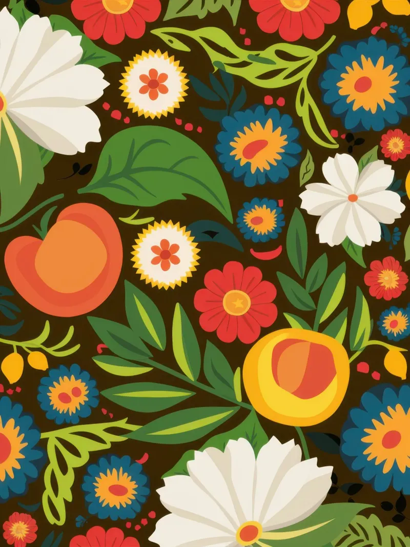 Orchard Bloom Pattern canvas with Floater frame by Wish Studio