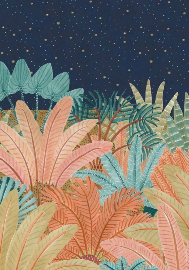 colorfull forest in night poster da huminity
