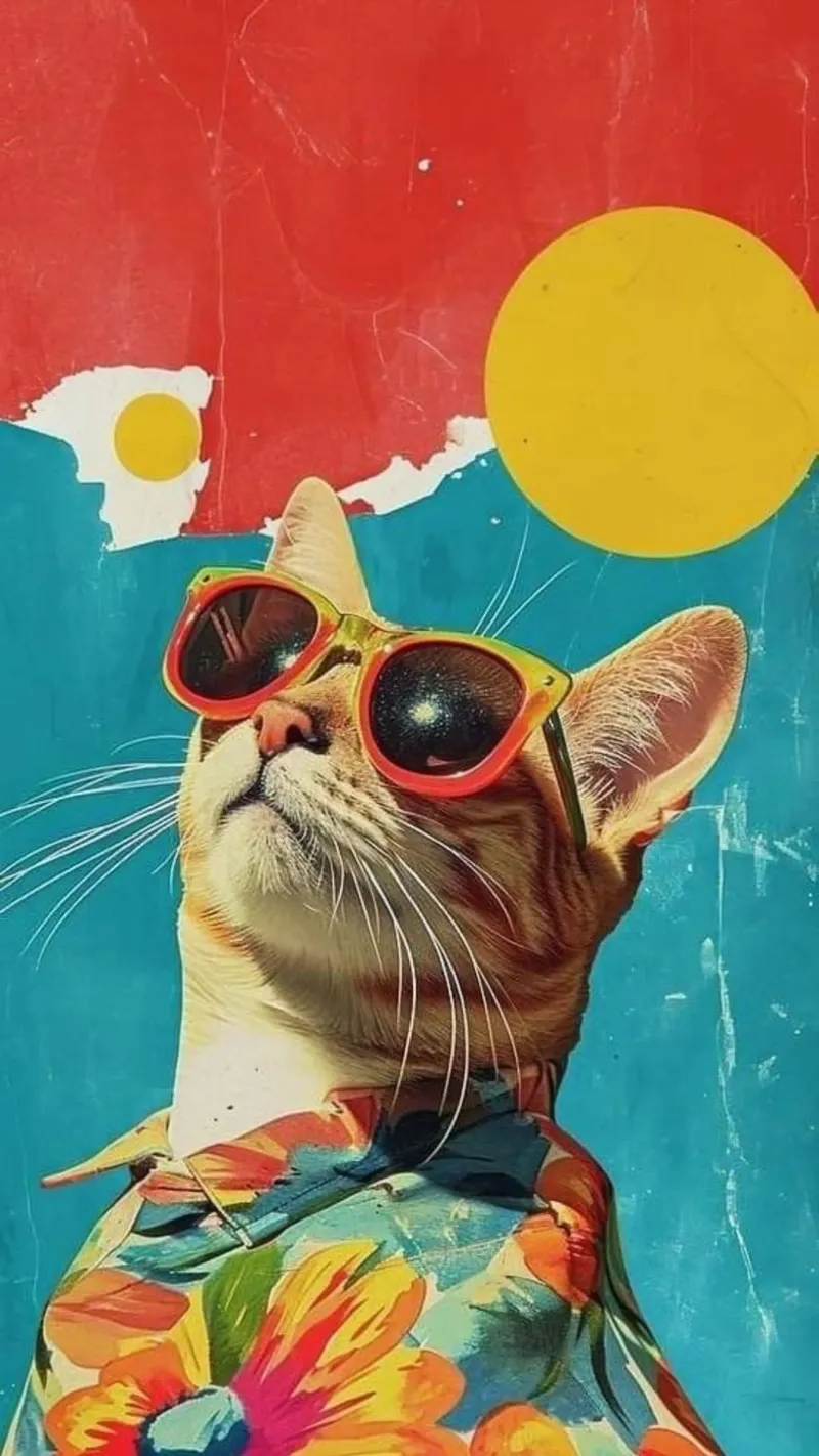 cat in color shirt tela con Cornice a cassetta da huminity