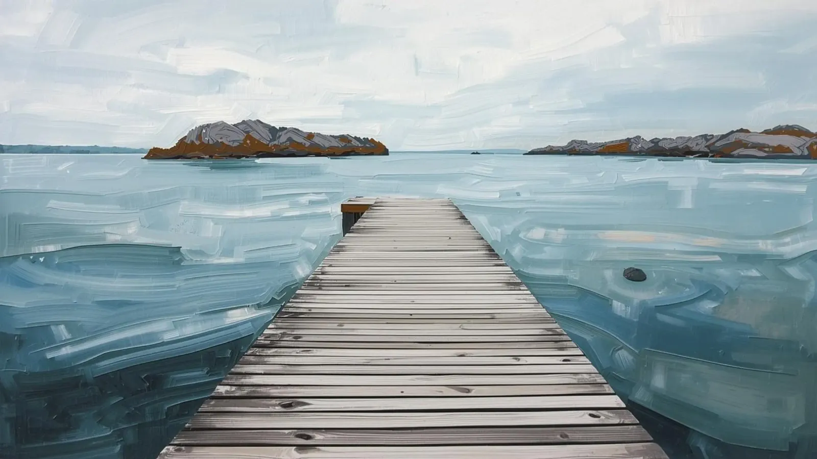 Am Steg – Ruhe am Wasser canvas with Floater frame by Grünkraftwerk