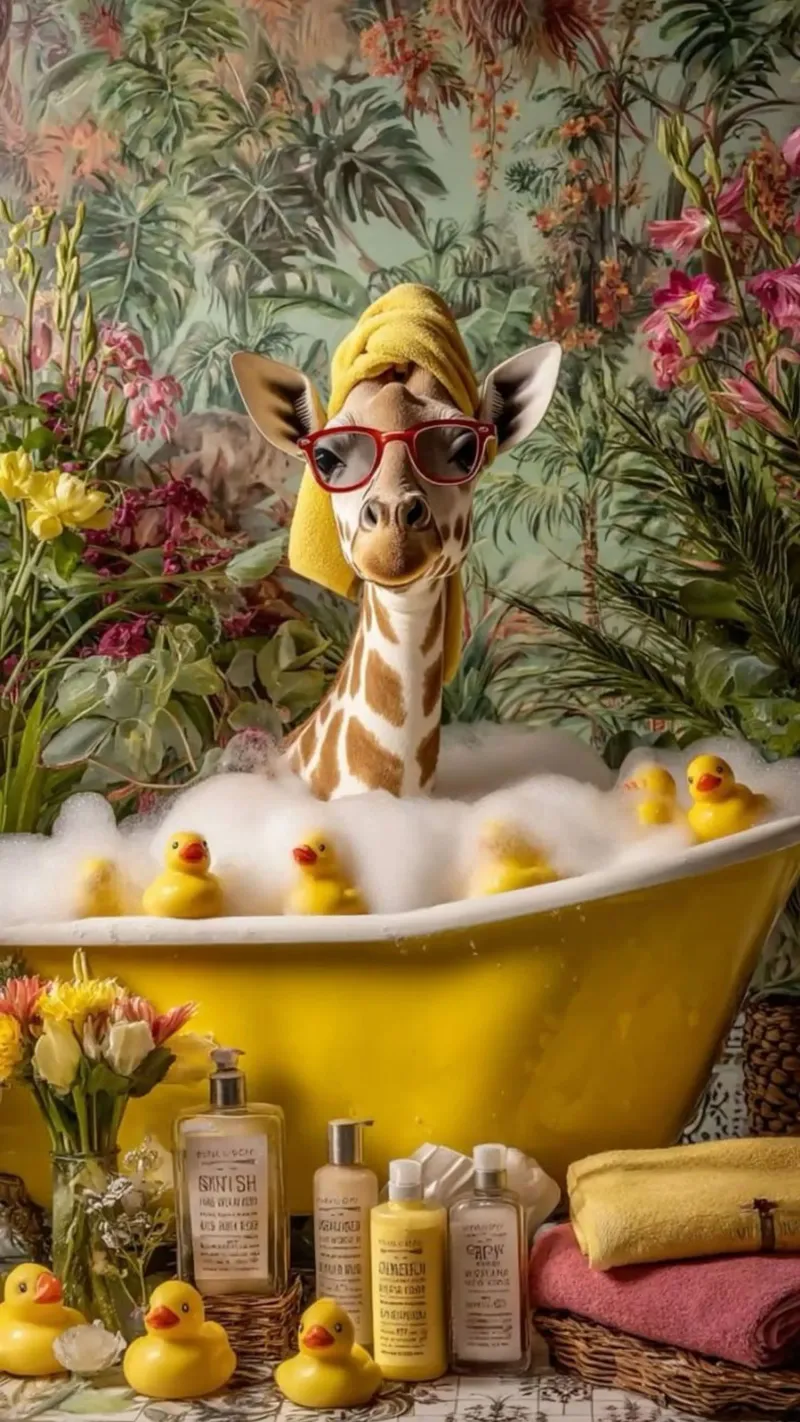 giraffe in bathtub tela con Cornice a cassetta da panada