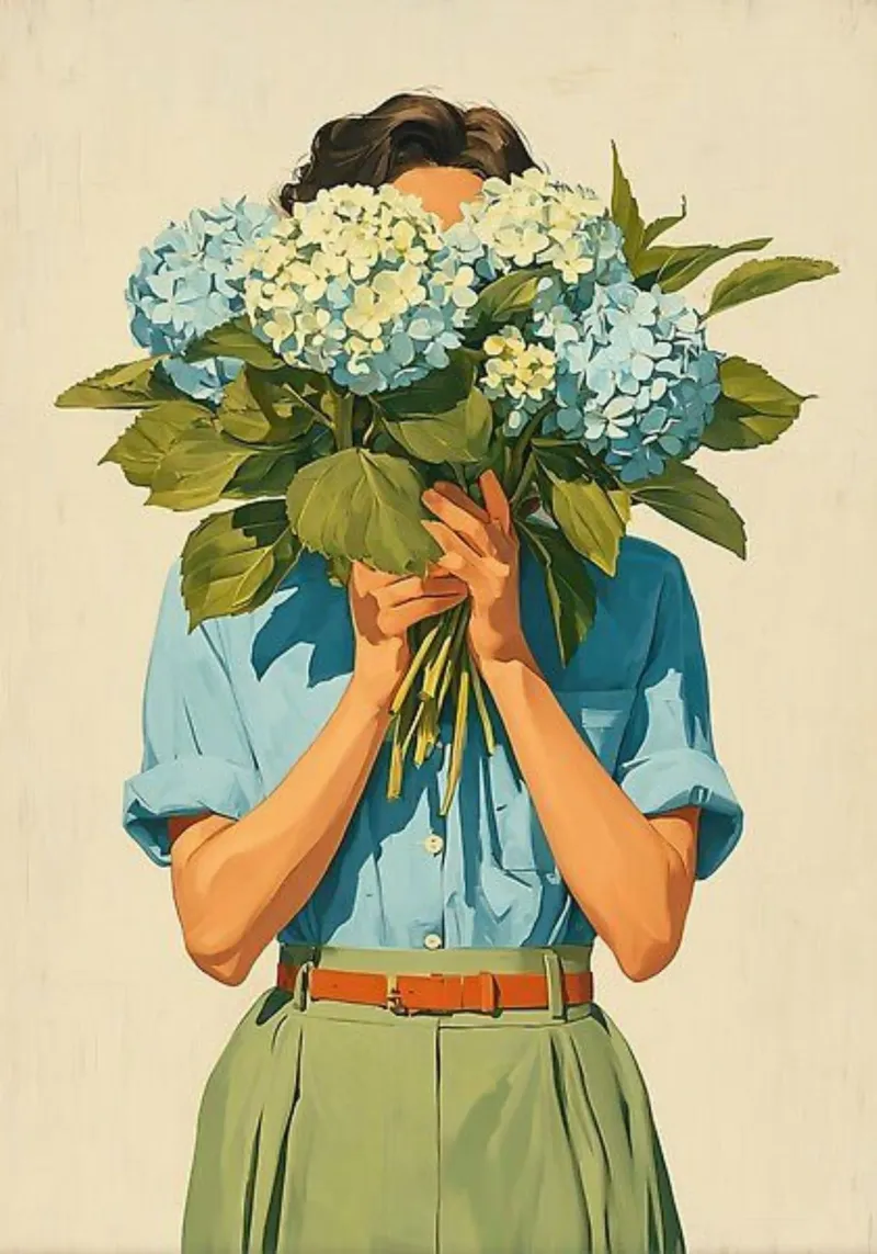 girl holding flower on face tela con Cornice a cassetta da panada