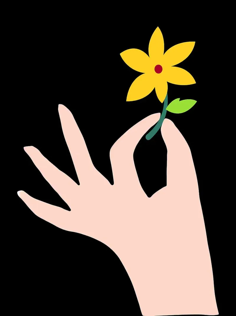 Hand die bloem vasthoudt canvas met Baklijst van Misaki Yamaguchi