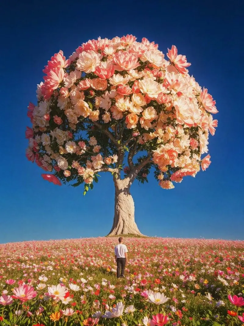 giant tree rose poster con telaio in legno da melts