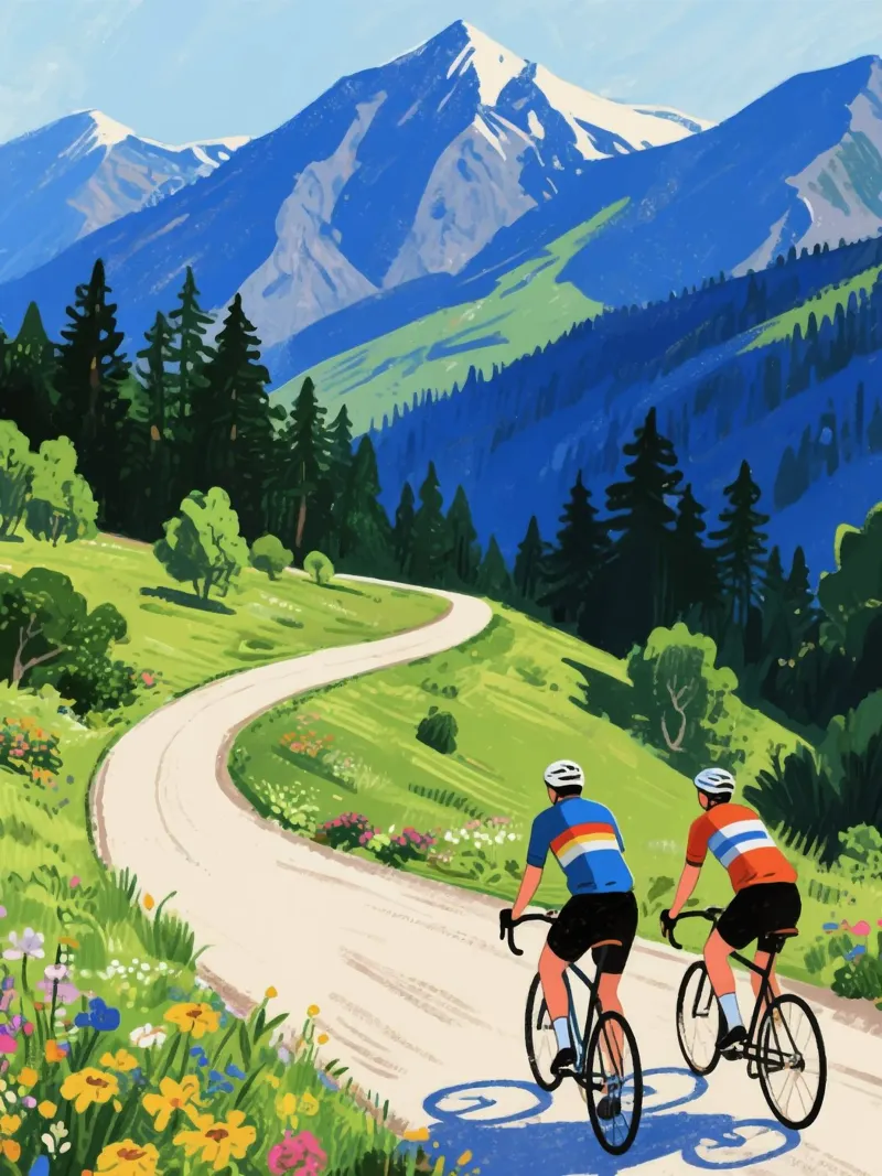 cyclists in nature tela con Cornice a cassetta da knowledge