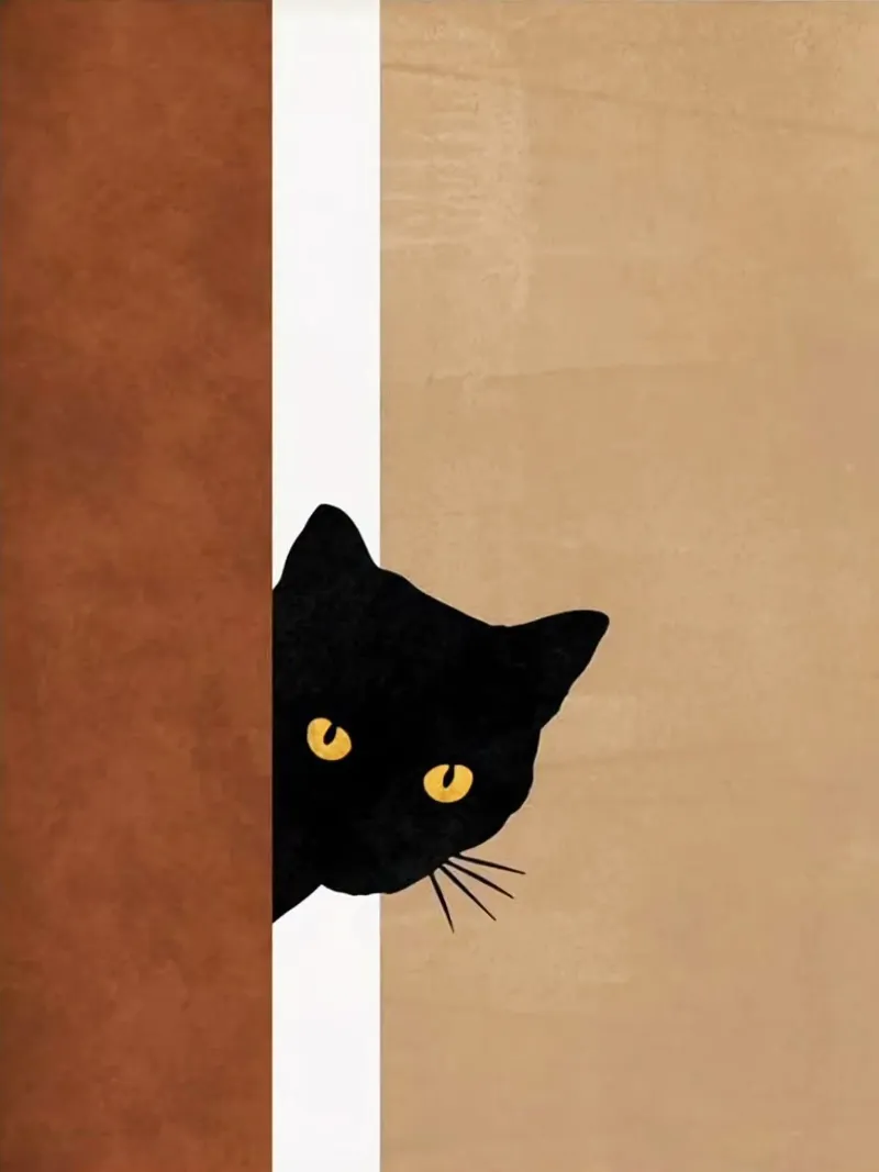 cat in wall tela con Cornice a cassetta da melts