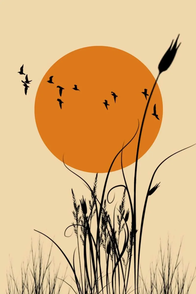 fly bird through sun poster con telaio in plastica da hamily