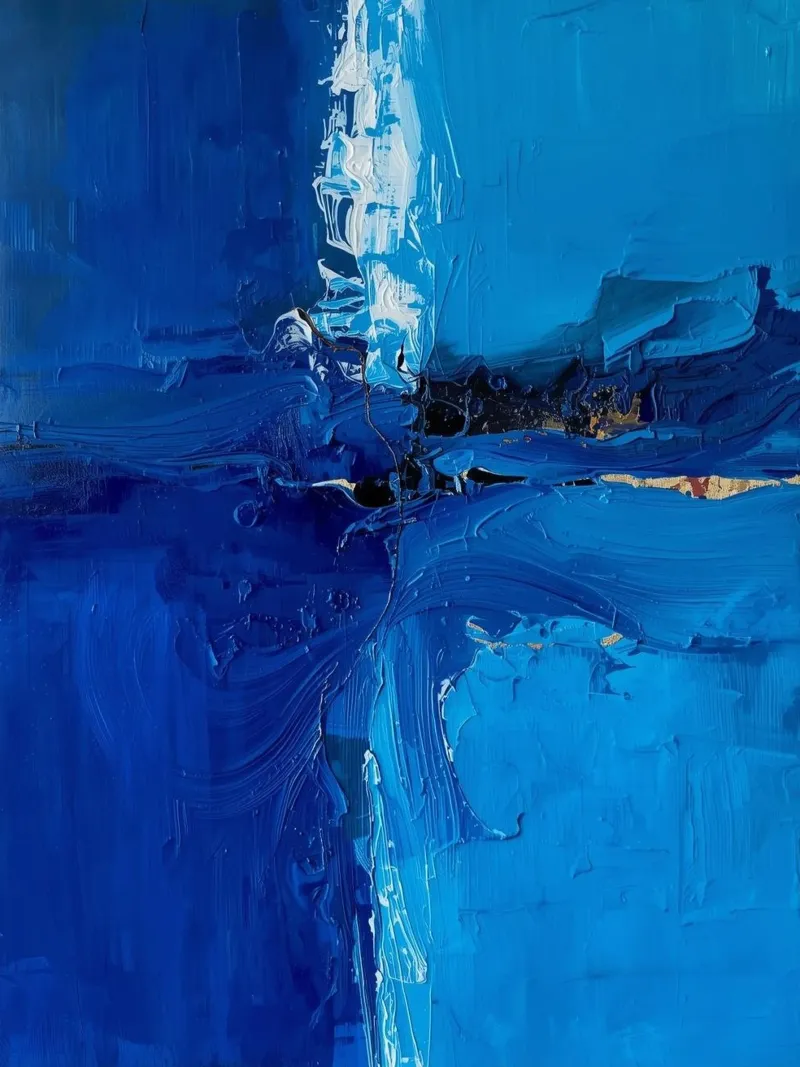 Stille Strömung – Farbverläufe in Blau canvas with Floater frame by Grünkraftwerk