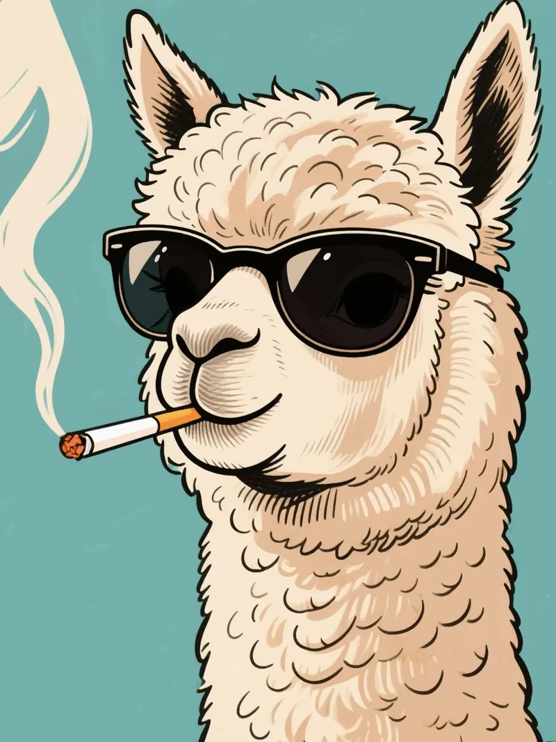 smoking alpaca poster da knowledge