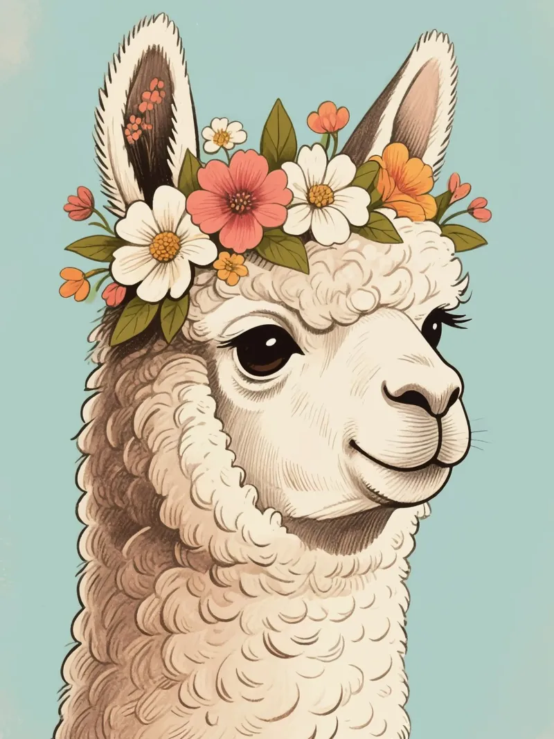 alpaca flower bloom poster da knowledge