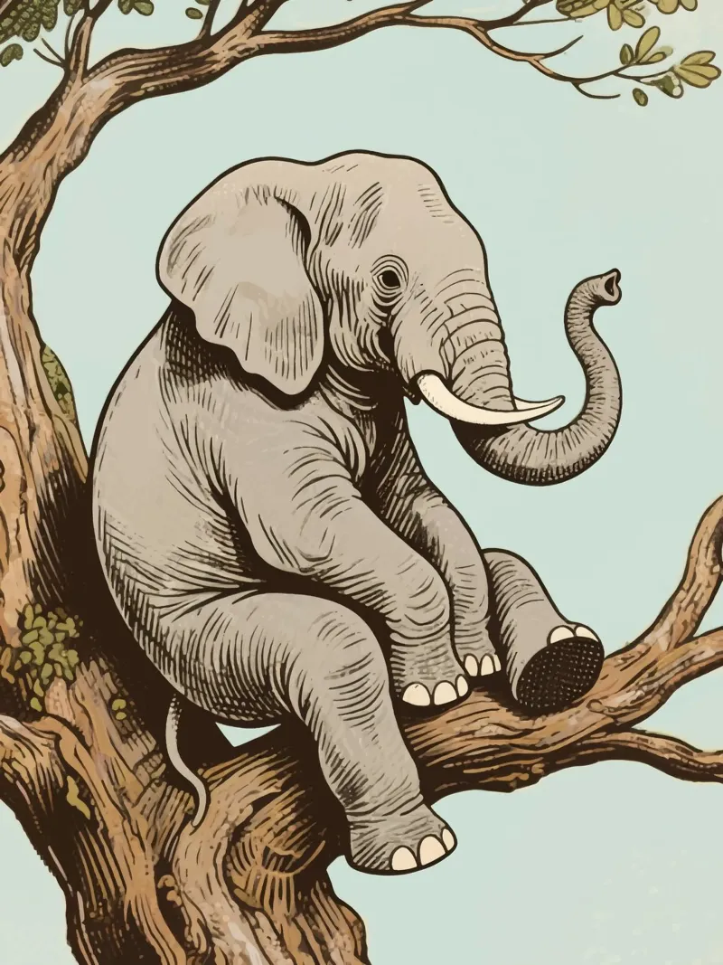 elephant on a tree poster de knowledge