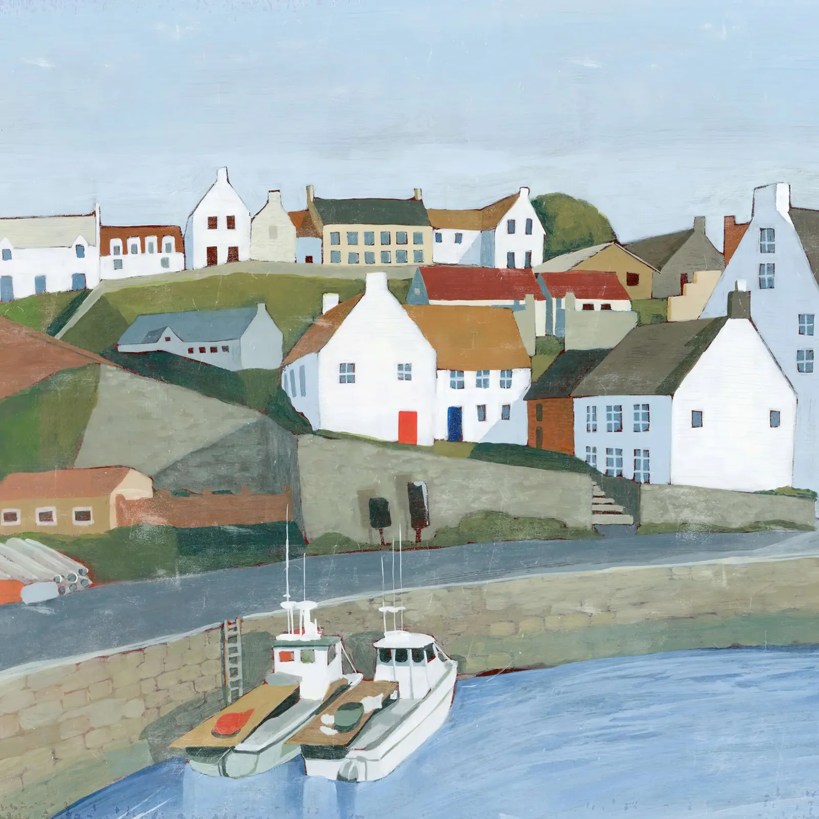 Oud kustplaatsje II - Grace Popp canvas met Baklijst van medineprint