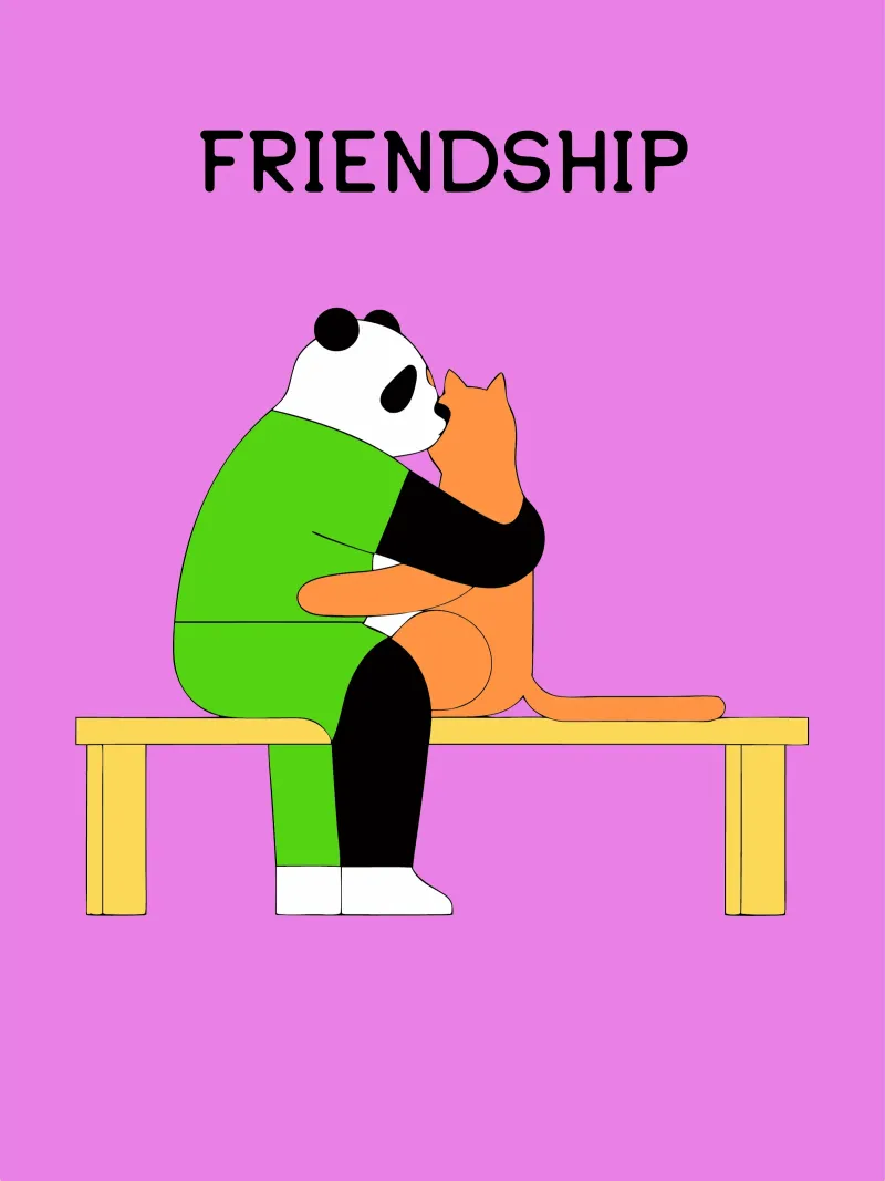 Panda che abbraccia un gatto poster con telaio in legno da OUR SHOP
