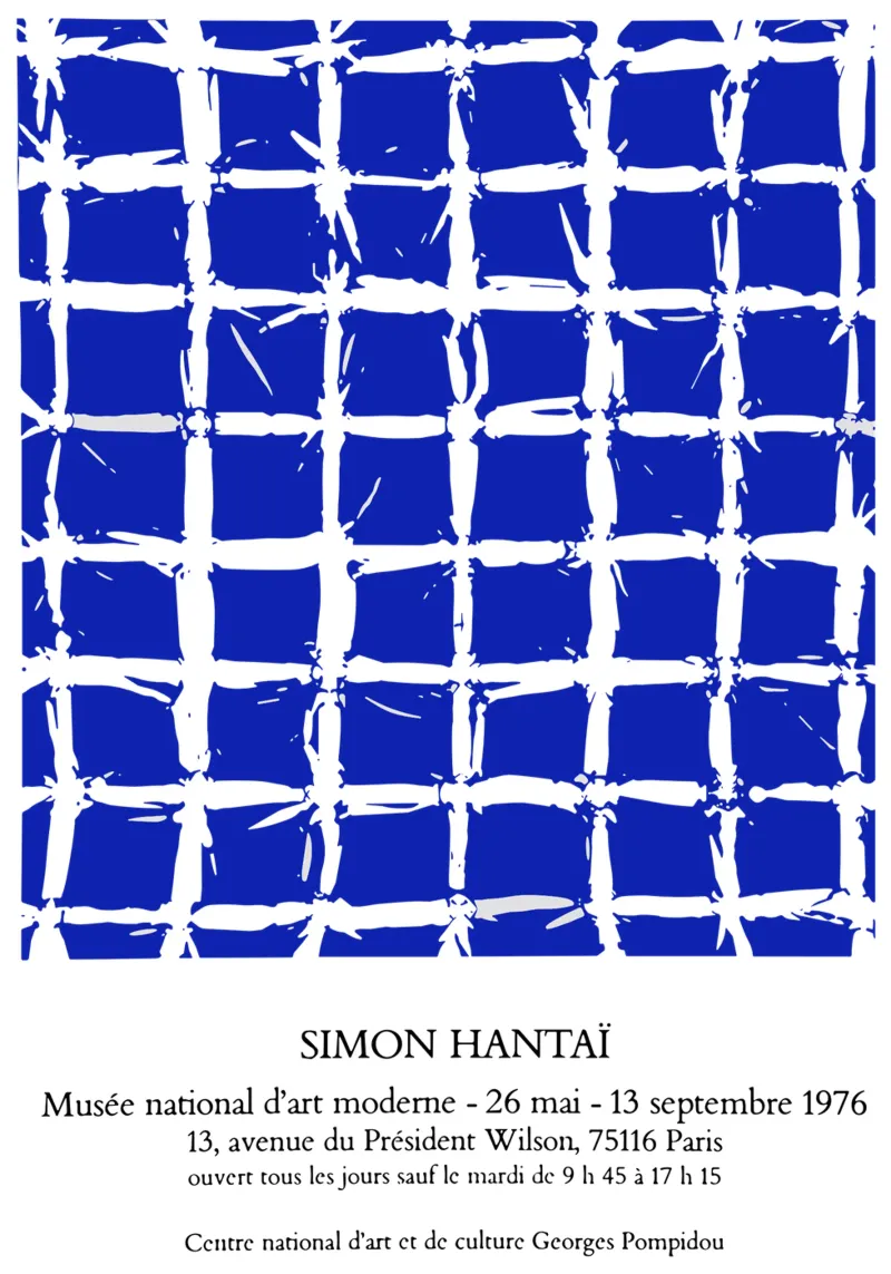Simon Hantai Blu poster con telaio in alluminio da Lonnieprints