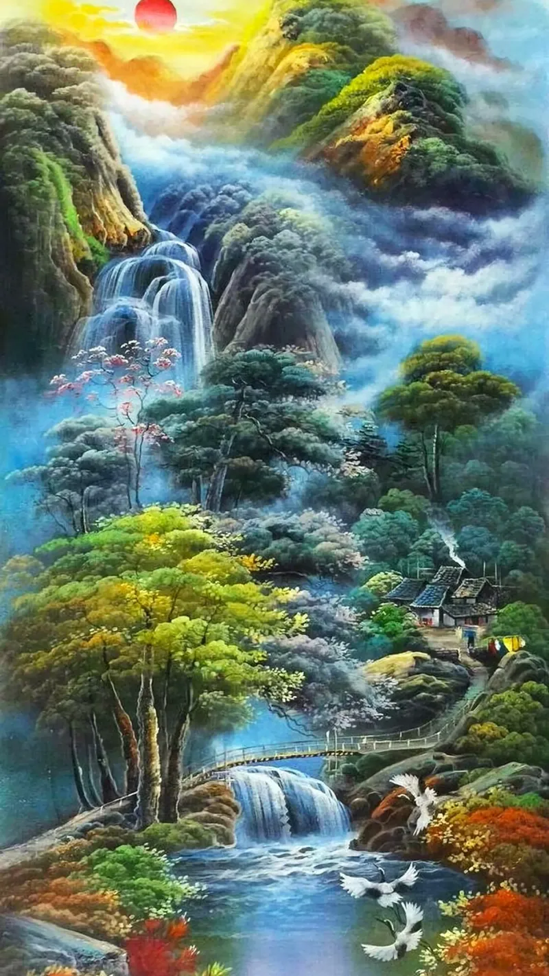 waterflow and tree forest tela con Cornice a cassetta da miracle