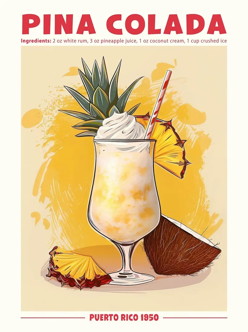 Pina colada, Porto Rico 1950 poster da Neeraprint