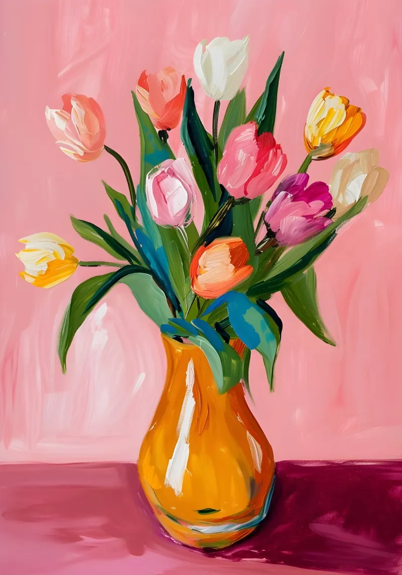 Tulipanes en un jarrón 2 hahnemühle de Yaso Design & Art