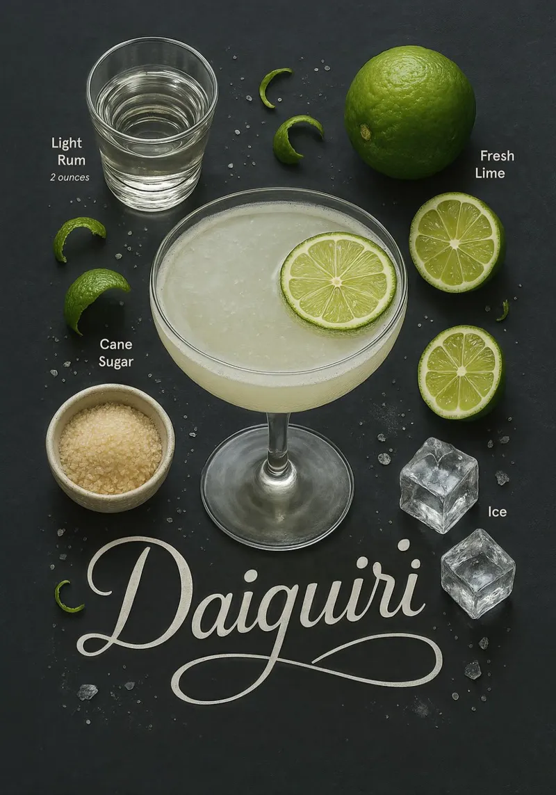 Poster per cocktail Daiquiri - Ricetta con rum e lime poster da mesa