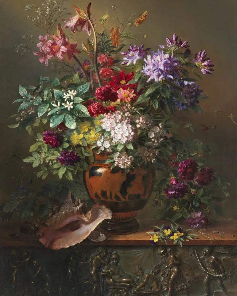 Still Life with Flowers in a Greek Vase poster da vintageshop