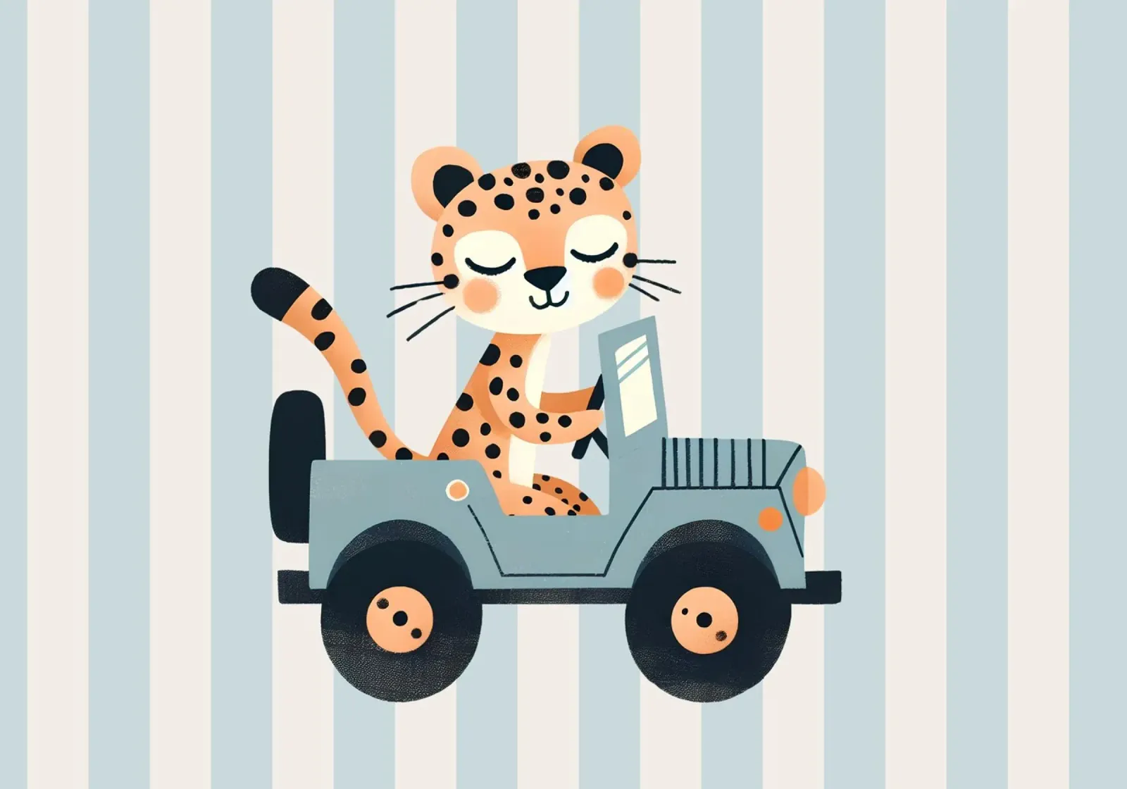 Schattige dierenprint, Cheetah kinderkamer kunst, jongens speelkamer kunst canvas met Baklijst van Little Lola