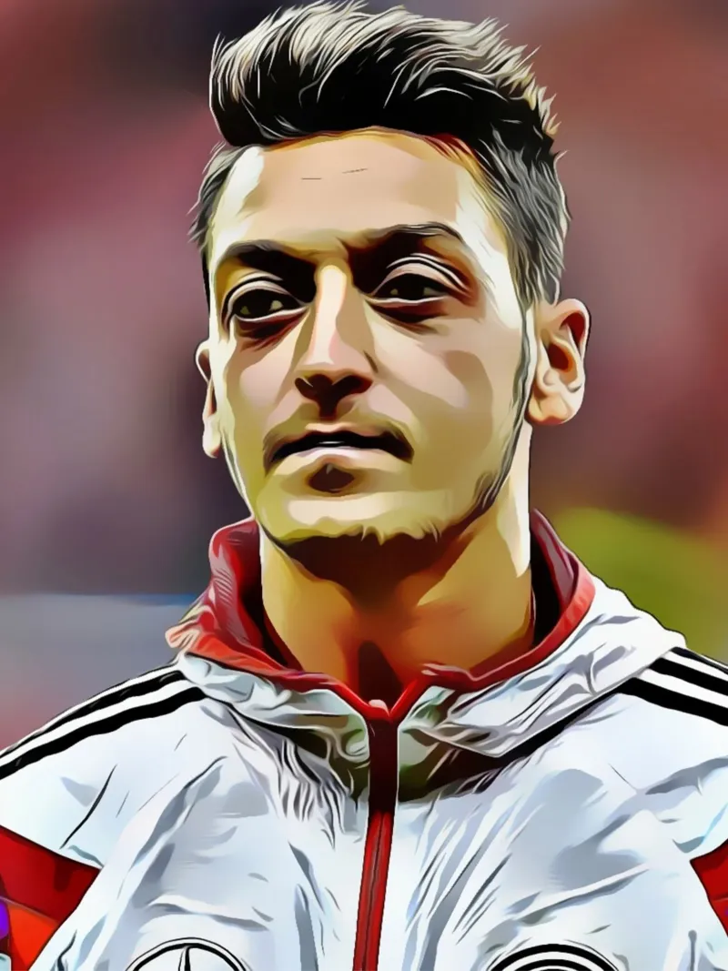 Mesut Özil - German National Football Team Player in Team Ja canvas with Floater frame by dark eagle