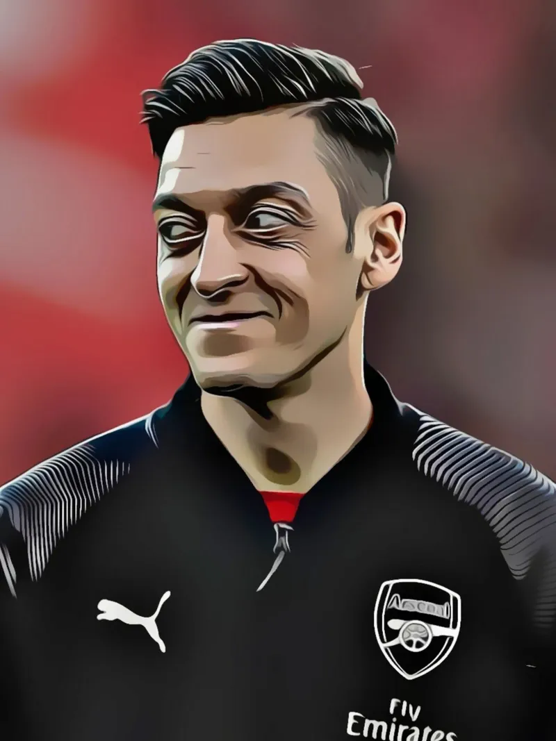Mesut Özil - Arsenal Football Player in Black Jacket canvas with Floater frame by dark eagle