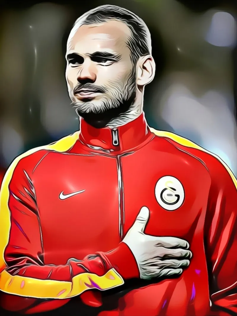 Wesley Sneijder - Football Player in Galatasaray canvas with Floater frame by dark eagle