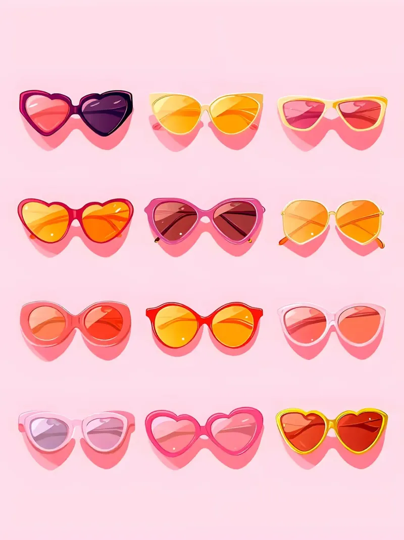 Sunglasses Collection on Pink Background canvas with Floater frame by Leon B Feierabend