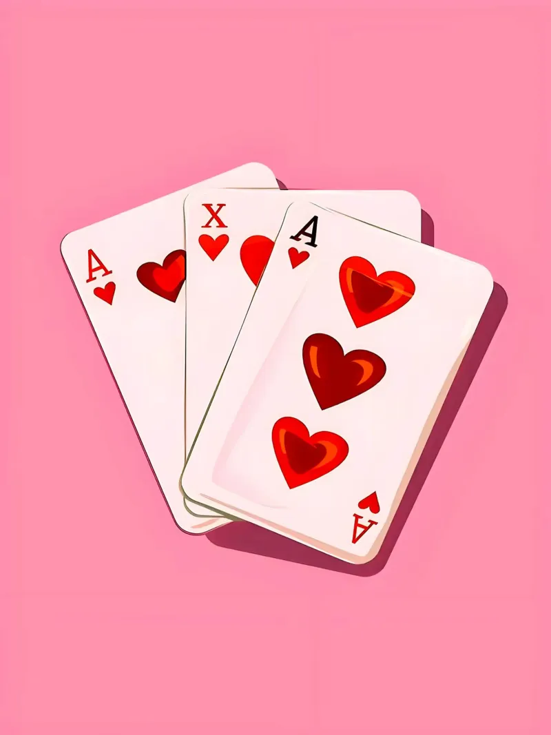 Playing Cards with Hearts on Pink canvas with Floater frame by Leon B Feierabend