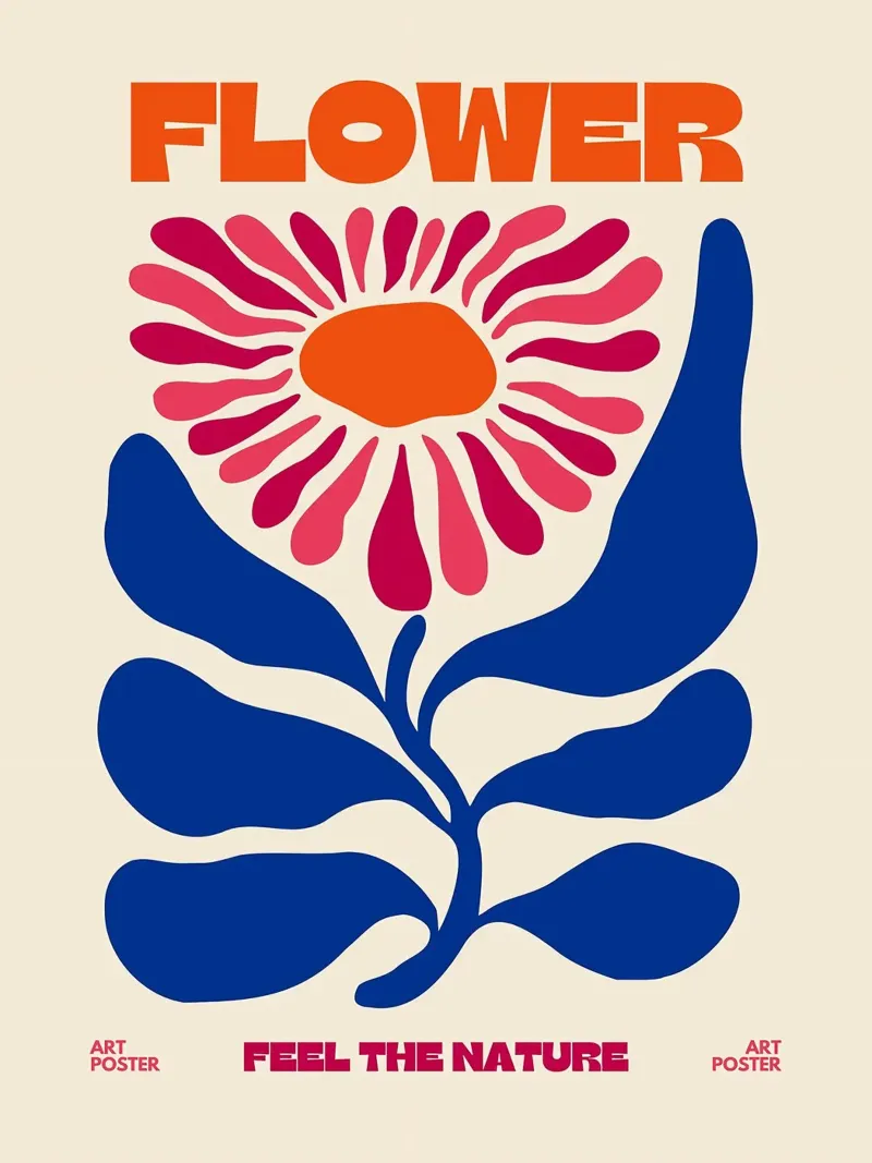 Poster artistico con fiori astratti tela con Cornice a cassetta da Leon B Feierabend