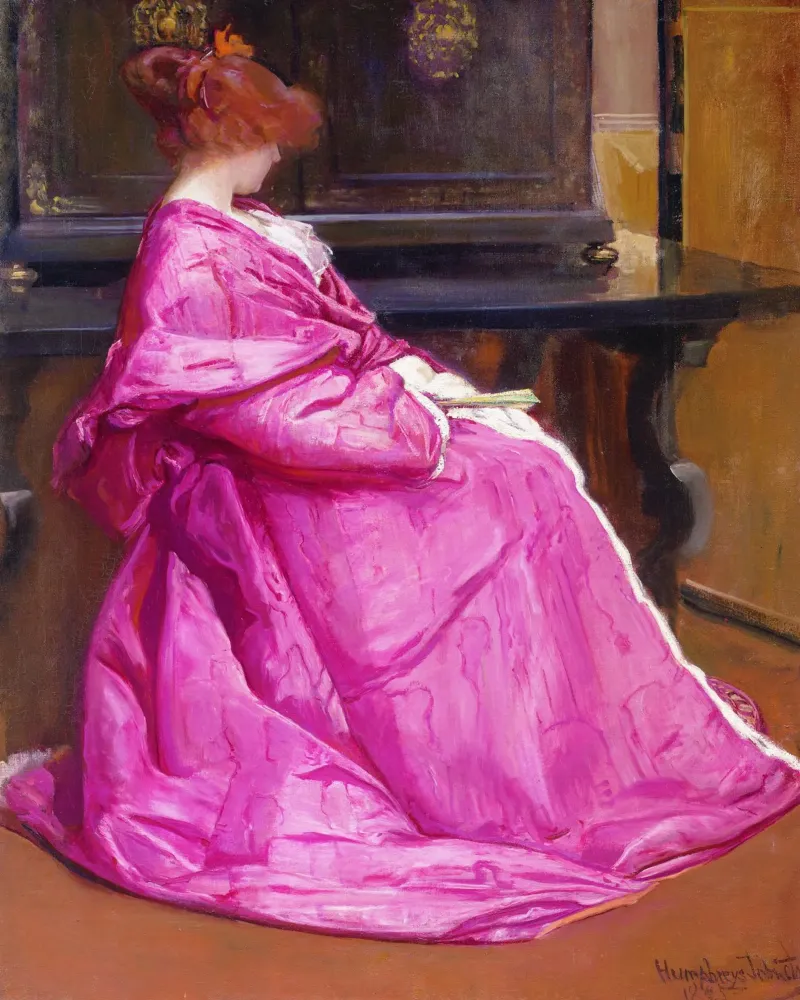Henri Gervex - Le Domino Rose (1885): canvas with Floater frame by Venus Art