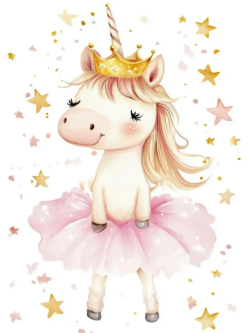 Einhorn Prinzessin Aquarell Leinwand mit Schattenfugenrahmen von Eldon S Kiser