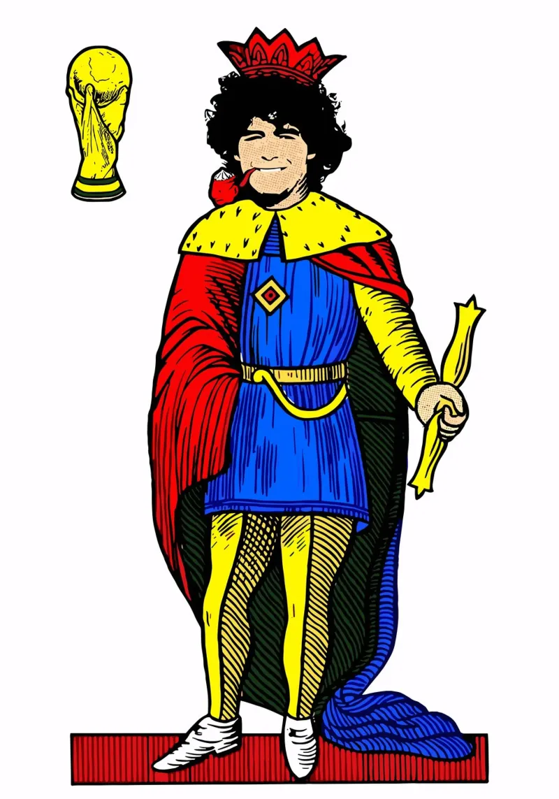The King of Football: King of Cups poster con telaio in legno da ramosashop