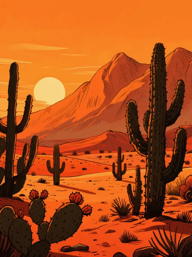 cactus plants in the desert Leinwand mit Schattenfugenrahmen von knowledge