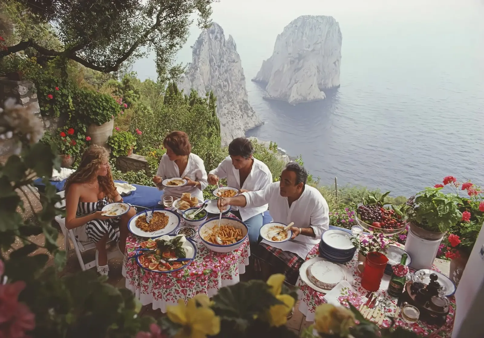 Cenare all'aperto a Capri tela con Cornice a cassetta da kanel shop