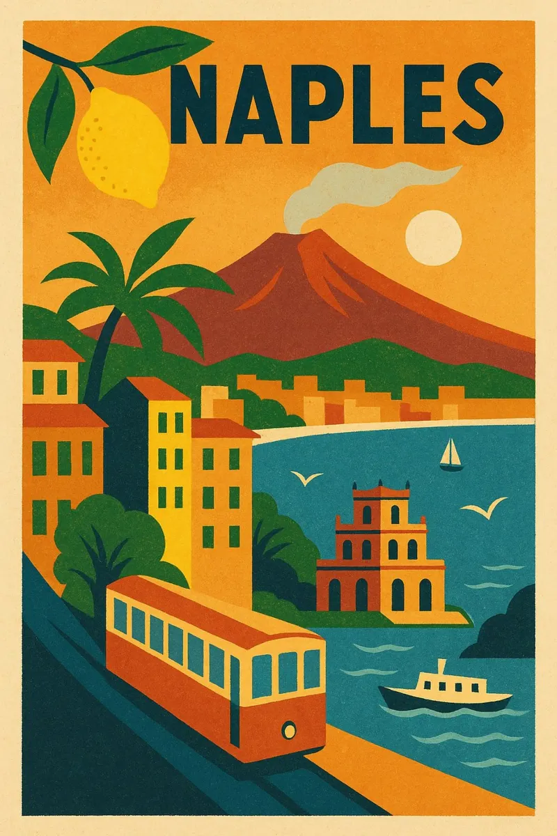 Poster di Napoli - Poster d'epoca del Vesuvio poster da JETLAG | affiches voyage