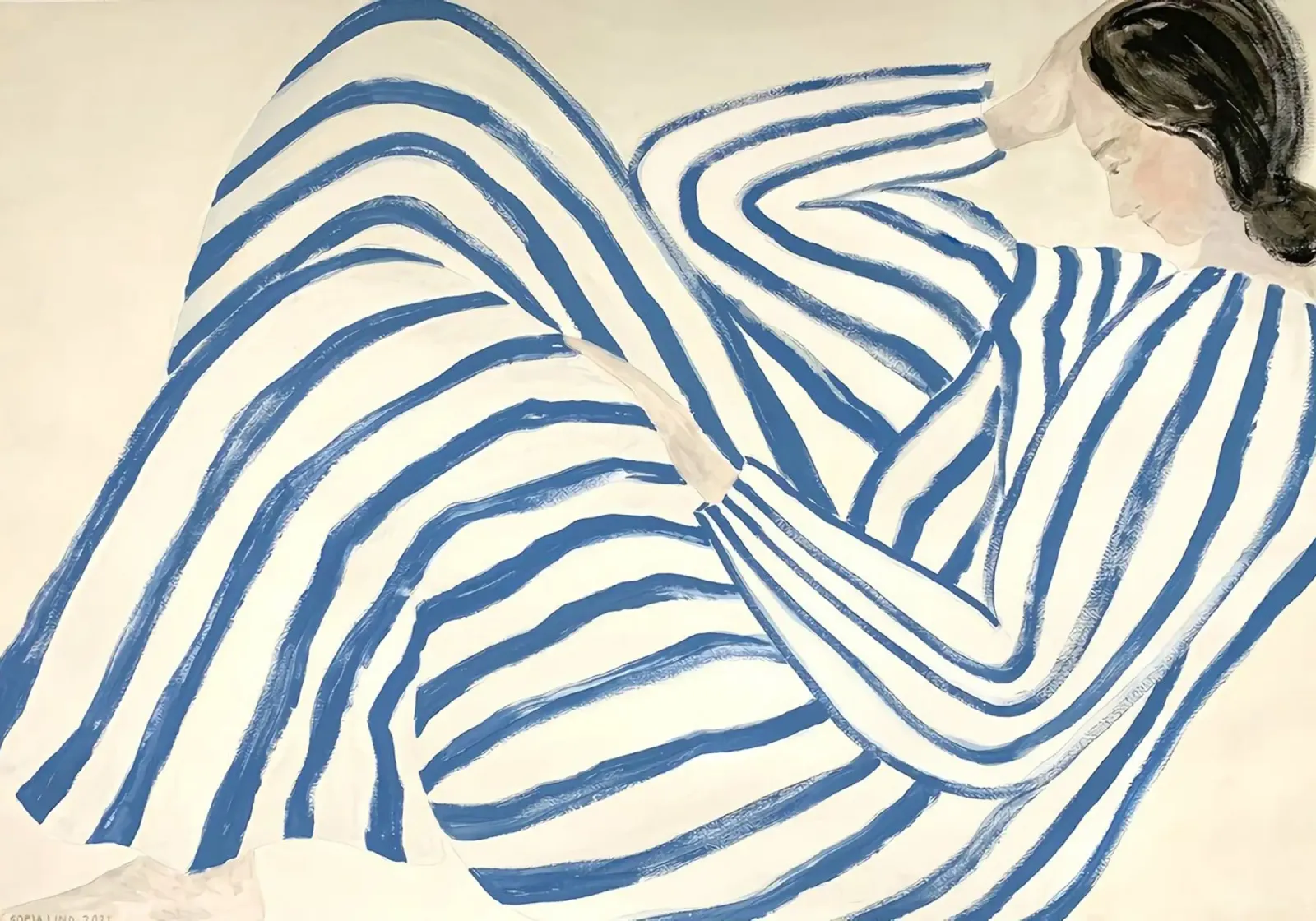 Verveeld Leunend Blauw canvas met Baklijst van Serrano Shop