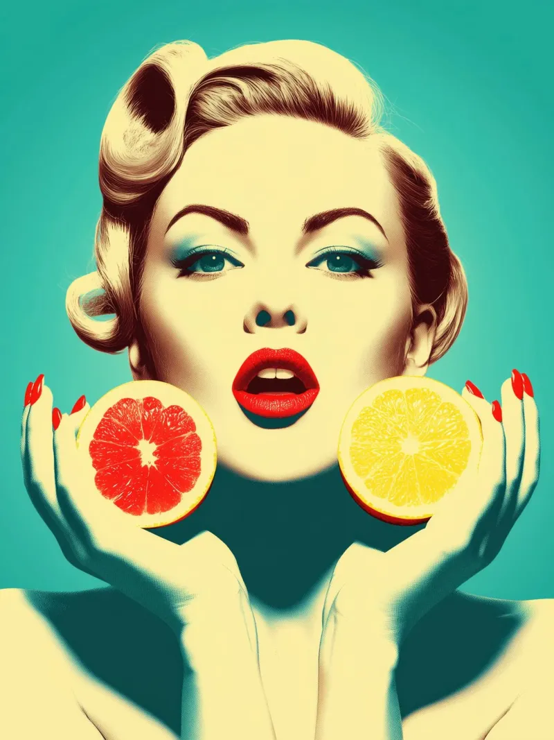 Citrus Frau | Fresca pop art vitaminica per la cucina tela con Cornice a cassetta da Autofocus