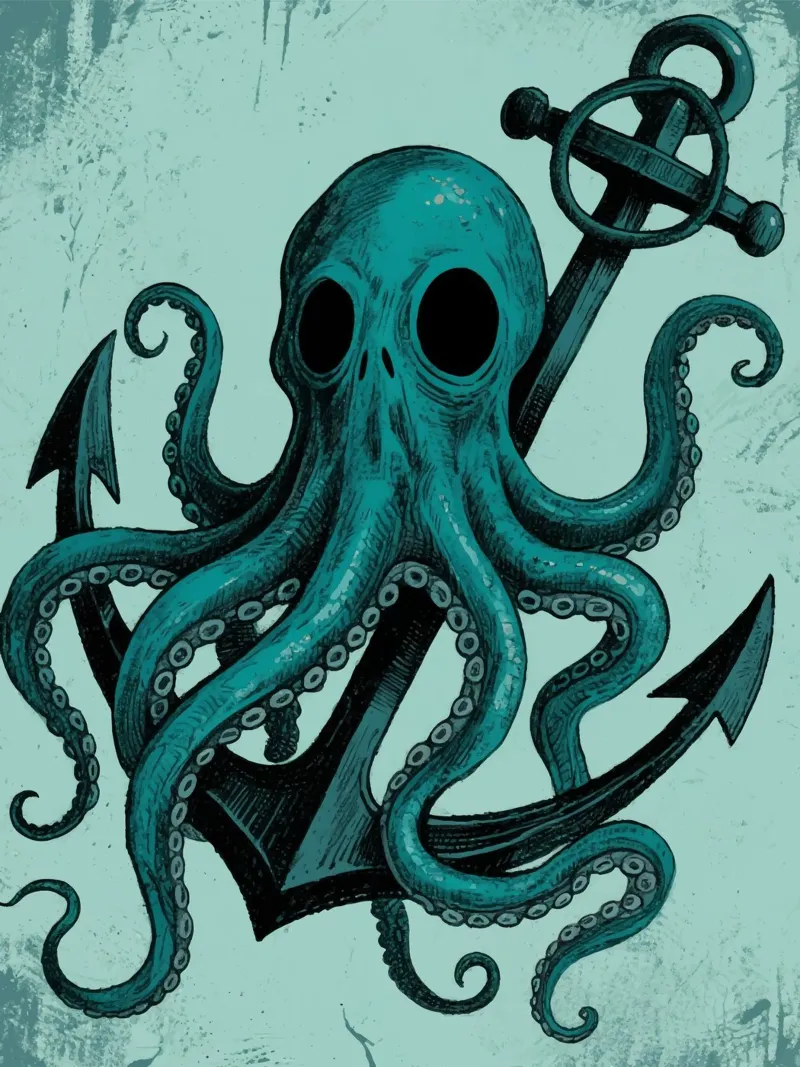anchor octopus tela con Cornice a cassetta da knowledge