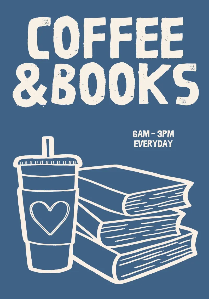 Coffee and Books Illustration – Cozy Reading and Café Vibes canvas with Floater frame by The Art Club