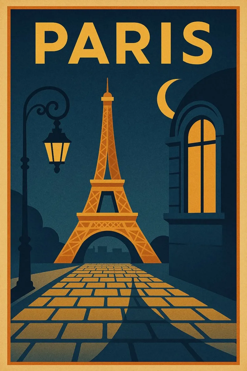 Poster Paris - Retro Art Deco poster of the Eiffel Tower poster by JETLAG | affiches voyage