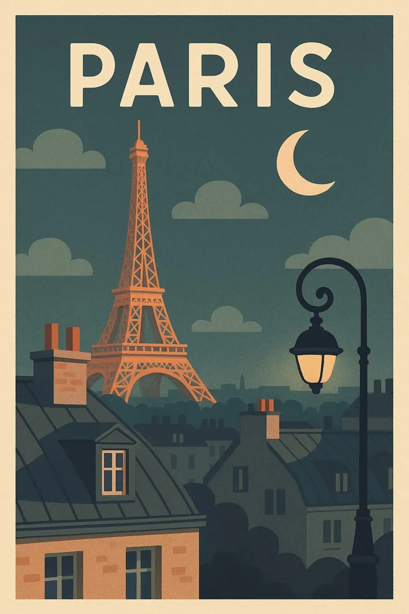 Poster Parigi - Poster tetti di notte poster da JETLAG | affiches voyage