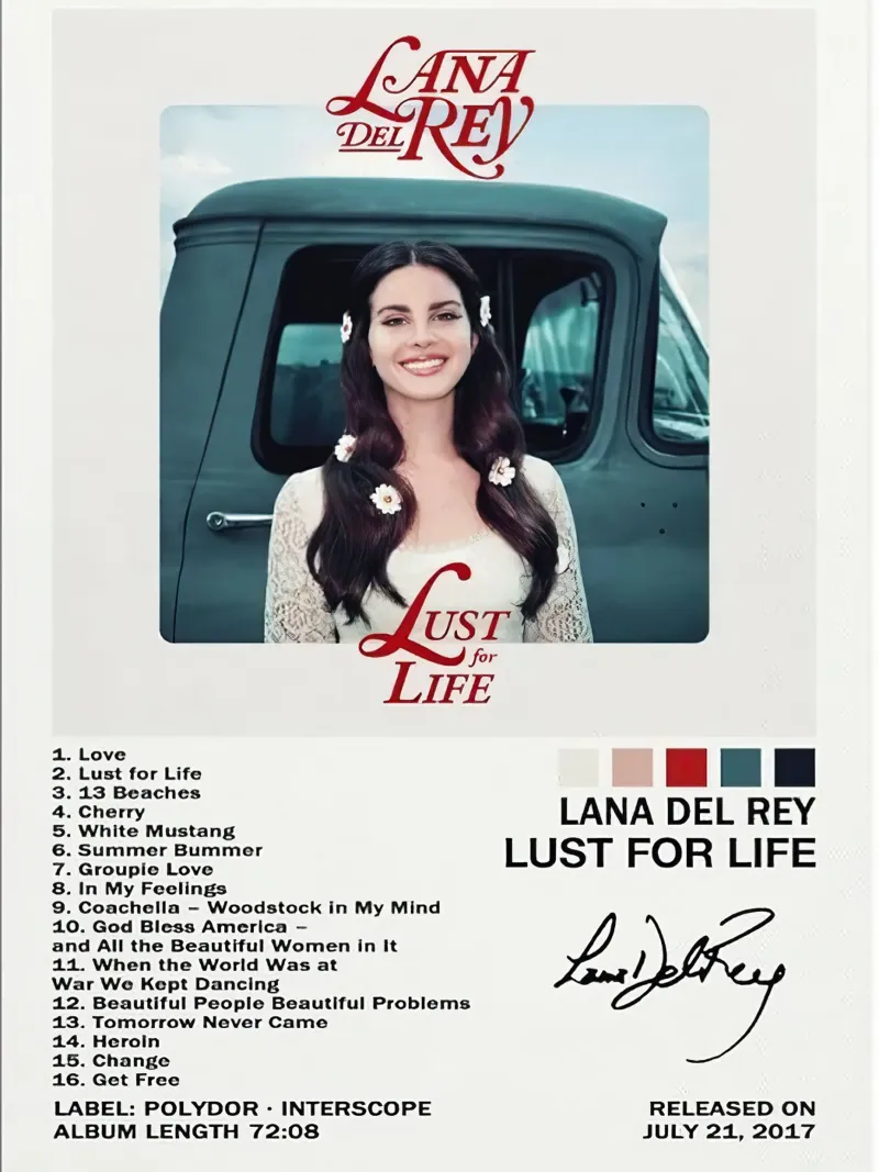 Lana Del Rey Lust For Life poster con telaio in alluminio da Roronoa7