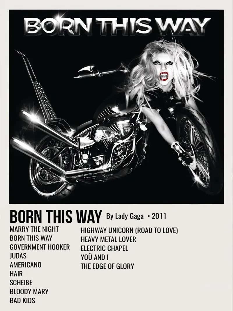 Lady Gaga Born This Way poster con telaio in alluminio da Roronoa7