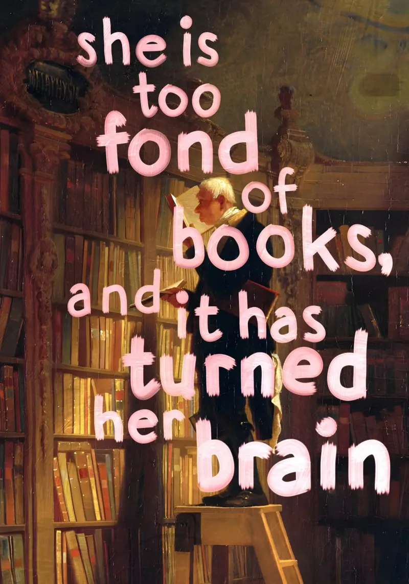 she too fond of books canvas with Floater frame by Type & Tape