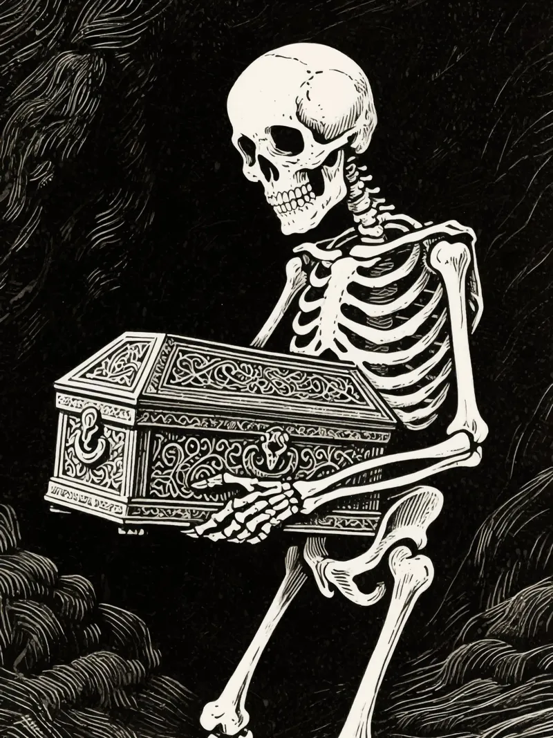 coffin skull man canvas with Floater frame by knowledge