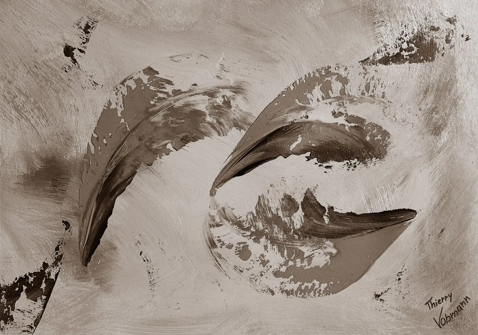 SEPIA 66 tela con Cornice a cassetta da Thierry Vobmann Abstract painting