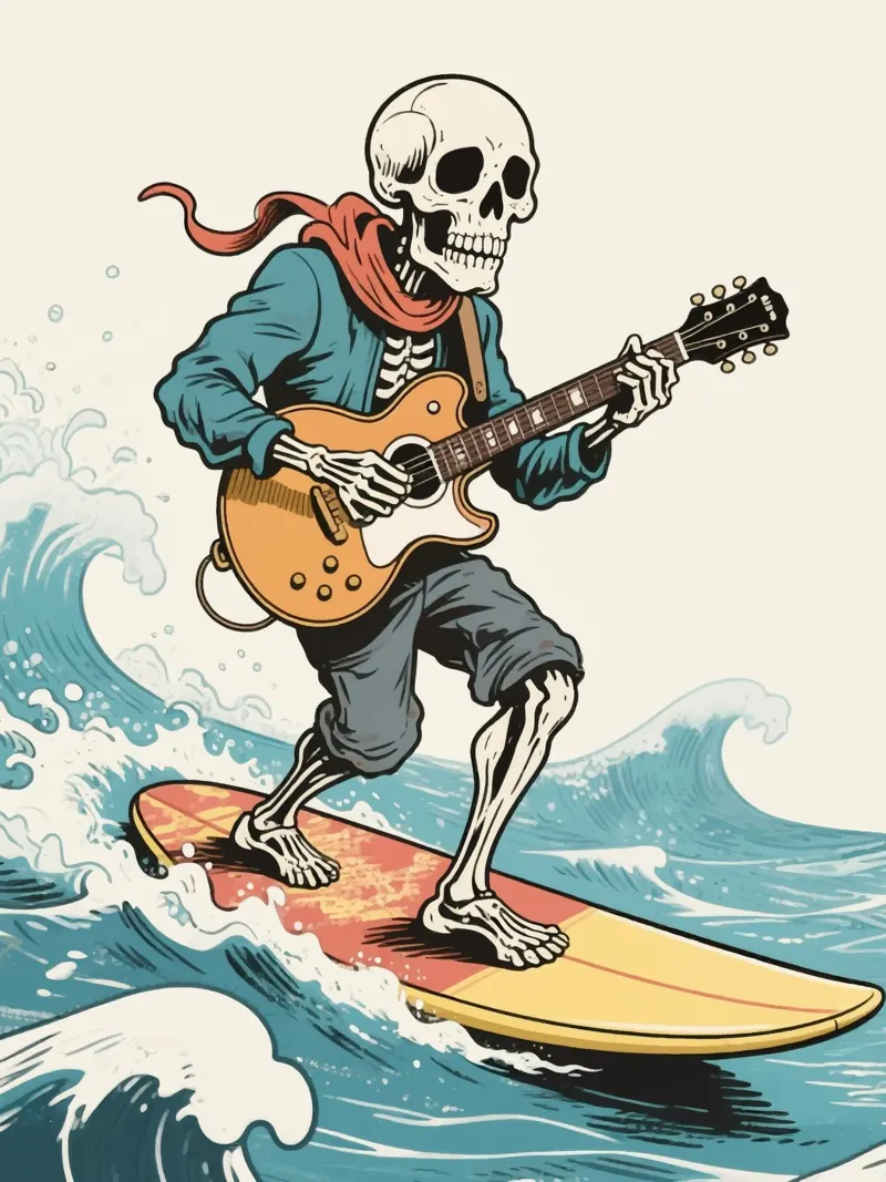 surfing skull man poster da knowledge